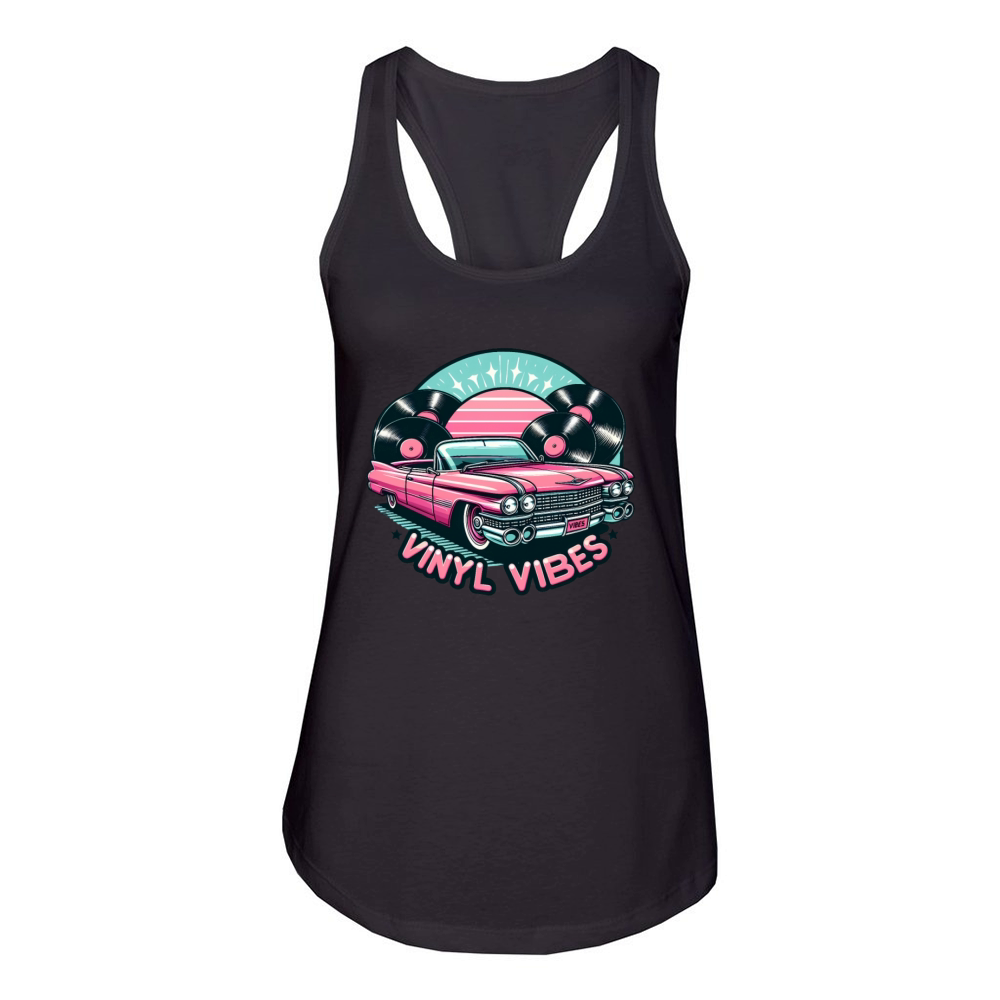 Pink cadillac vinyl vibes Women's Racerback Tank