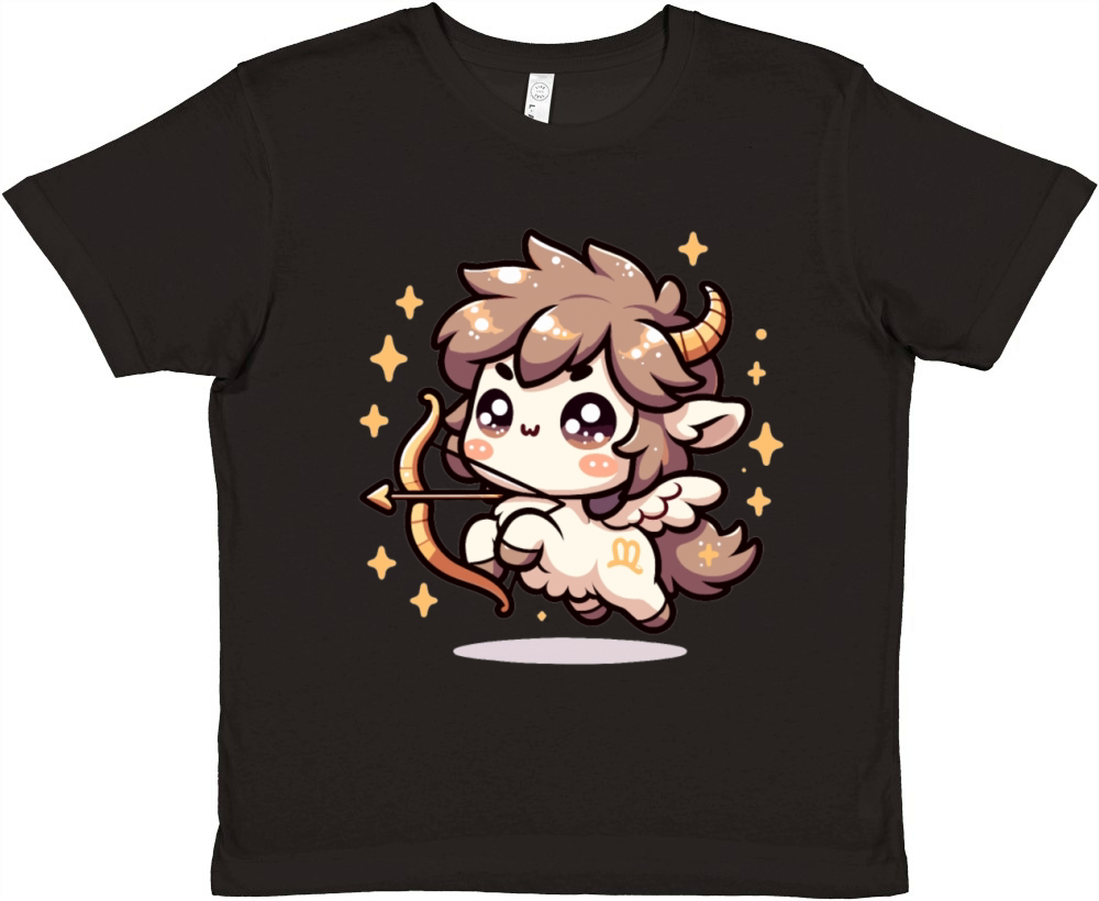 Sagittarius Zodiac Sign Kawaii Character Astrology Premium Kids Crewneck T-shirt