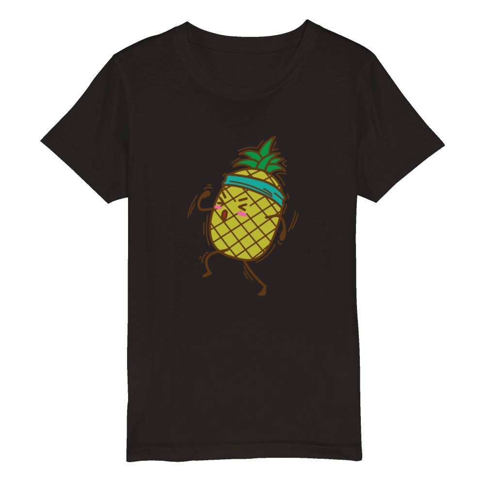 Pineapple goes jogging or running sweet Fruit Organic Kids Crewneck T-shirt