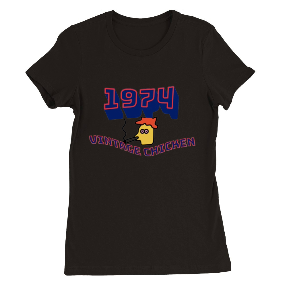 1974 vintage chicken pun Premium Womens Crewneck T-shirt