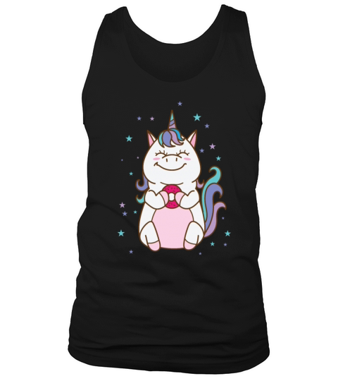 Fantasy Horse Unicorn eating a Donut Tank Top Unisex
