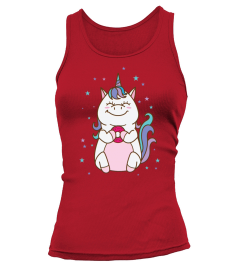 Fantasy Horse Unicorn eating a Donut Tank top Woman