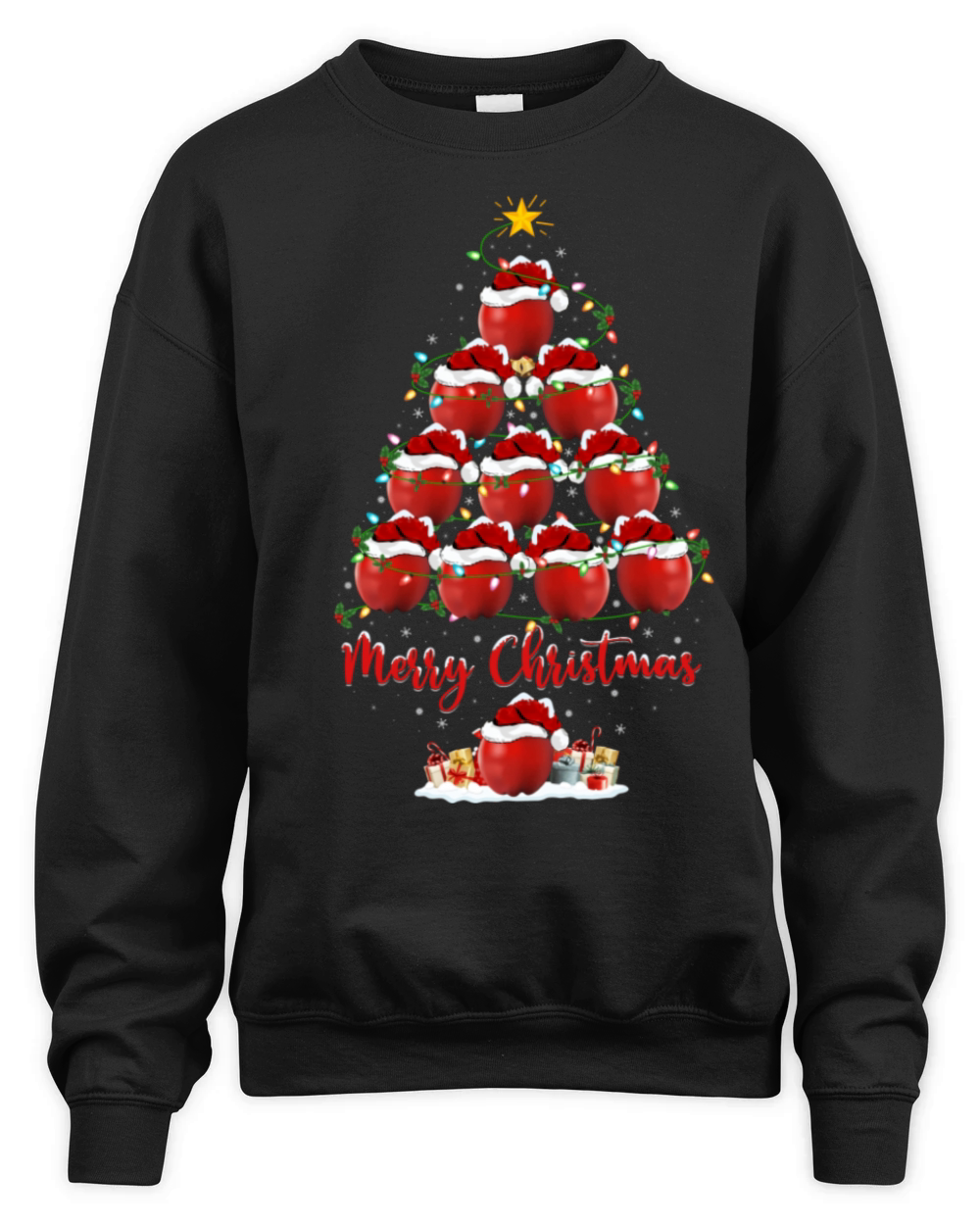 Apple Fruit Lover Xmas Santa Hat Christmas Trees Unisex Premium Crewneck Sweatshirt