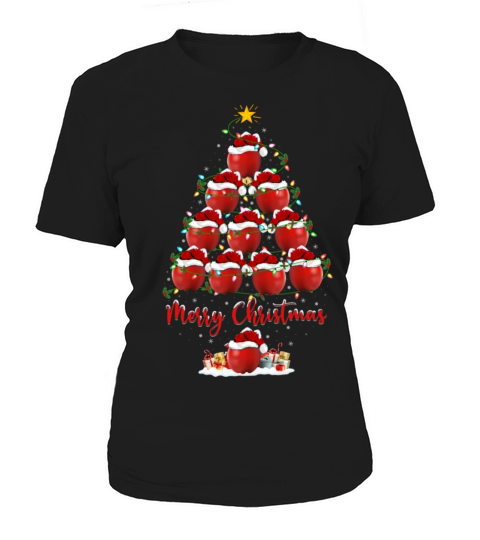 Apple Fruit Lover Xmas Santa Hat Christmas Trees Women's T-Shirt