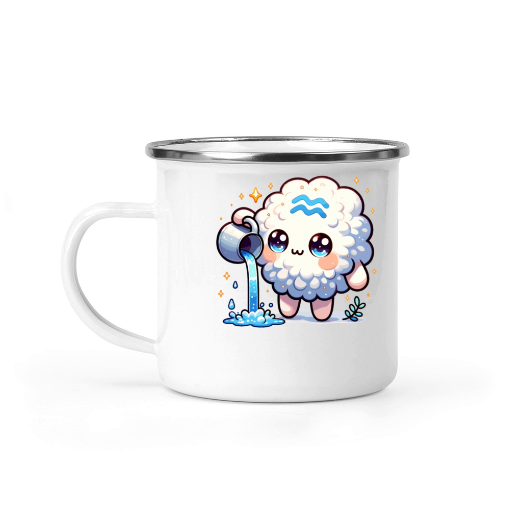 Aquarius Zodiac Sign Kawaii Character Birthday Camping Mug