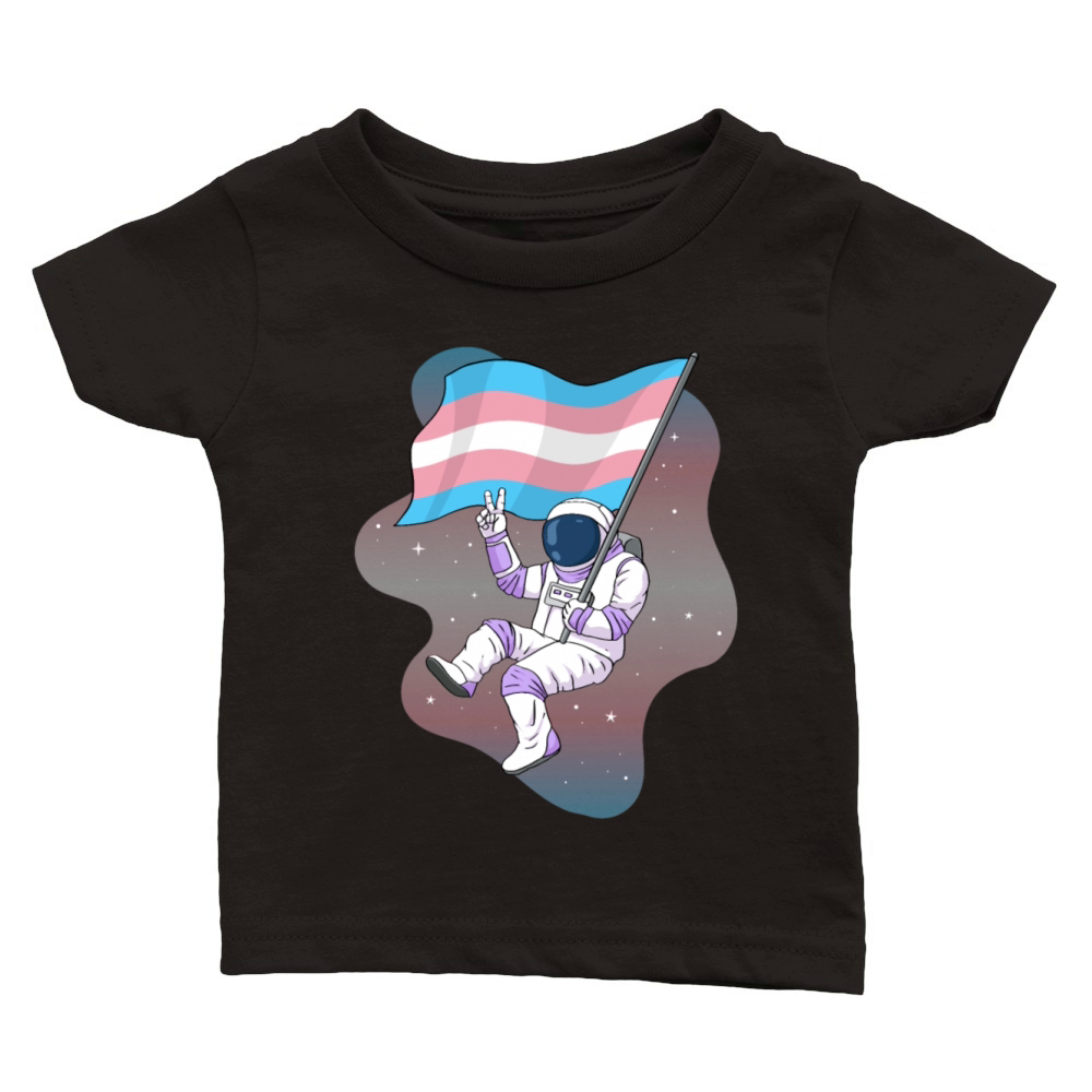 Transgender Pride Trans Flag Space Astronaut Classic Baby Crewneck T-shirt