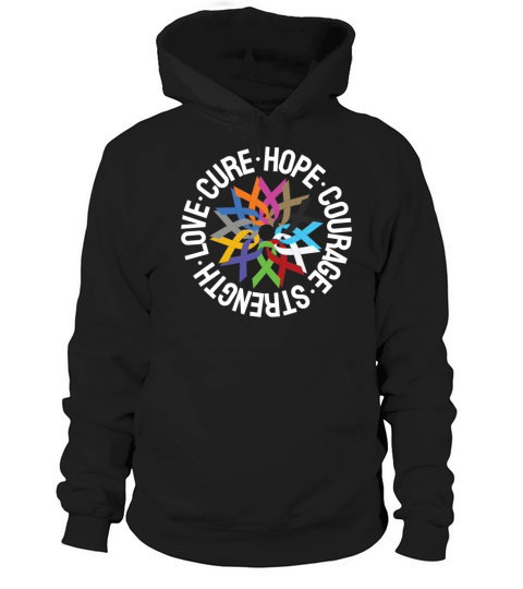 Cancer Awareness Ribbon Every Color Awareness Hoodie Unisex