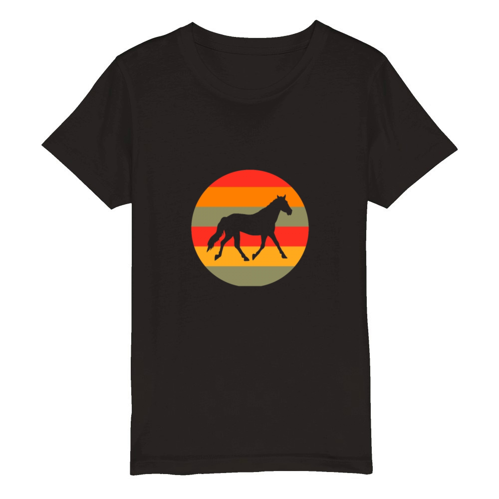 Horse Silhouette Retro Organic Kids Crewneck T-shirt