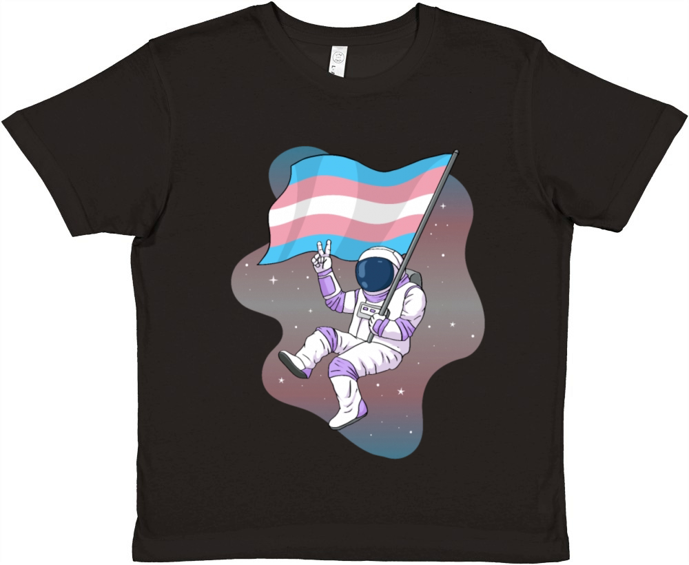 Transgender Pride Trans Flag Space Astronaut Premium Kids Crewneck T-shirt