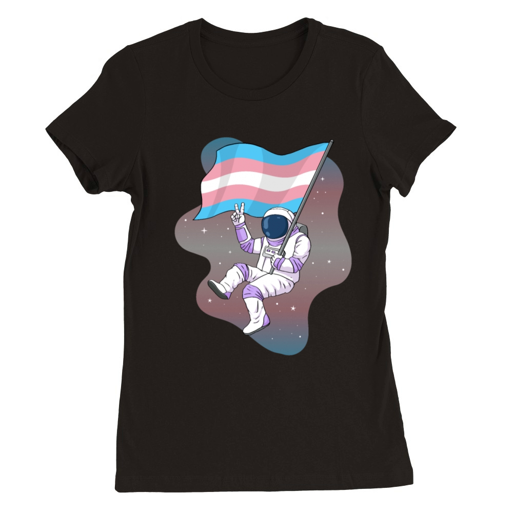 Transgender Pride Trans Flag Space Astronaut Premium Womens Crewneck T-shirt
