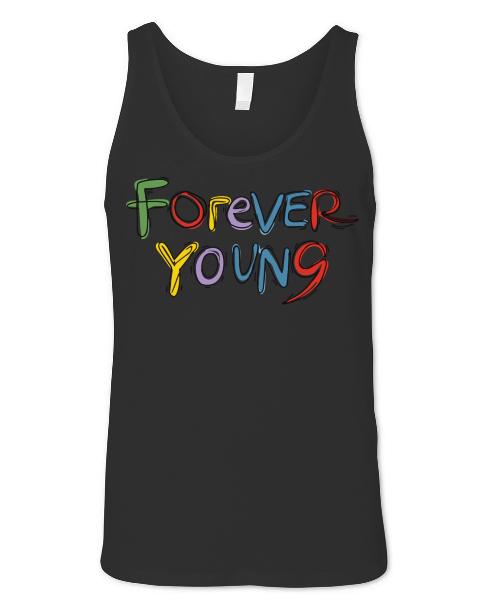 FOREVER YOUNG Hand drawn calligraphy lettering Unisex Jersey Tank
