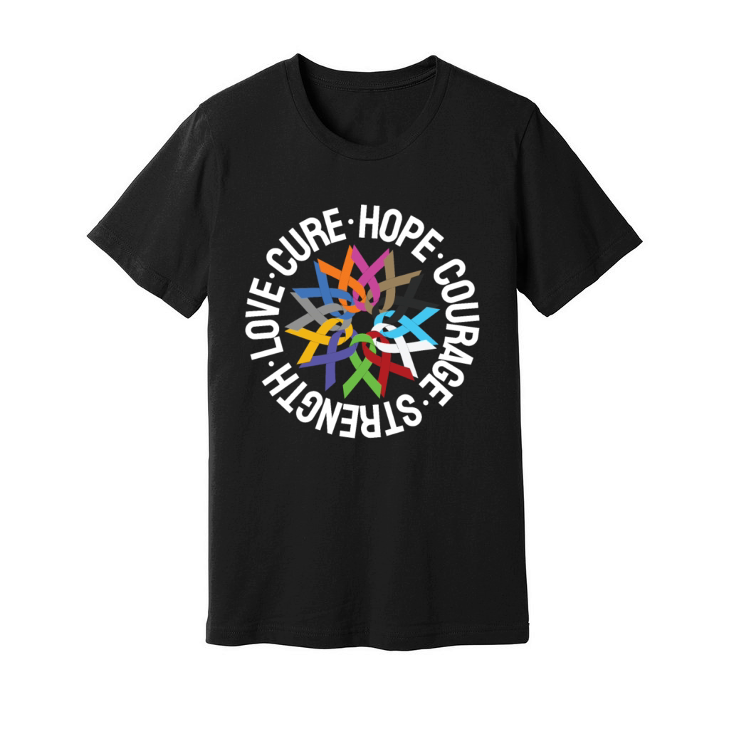 Cancer Awareness Ribbon Every Color Awareness Unisex Jersey Tee