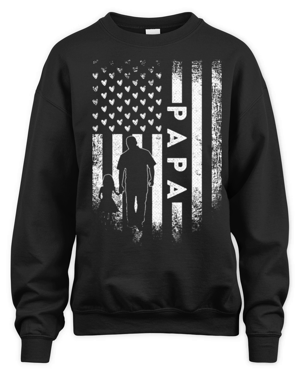 Vintage Usa Flag Proud Papa Funny Fathers Day For Unisex Premium Crewneck Sweatshirt
