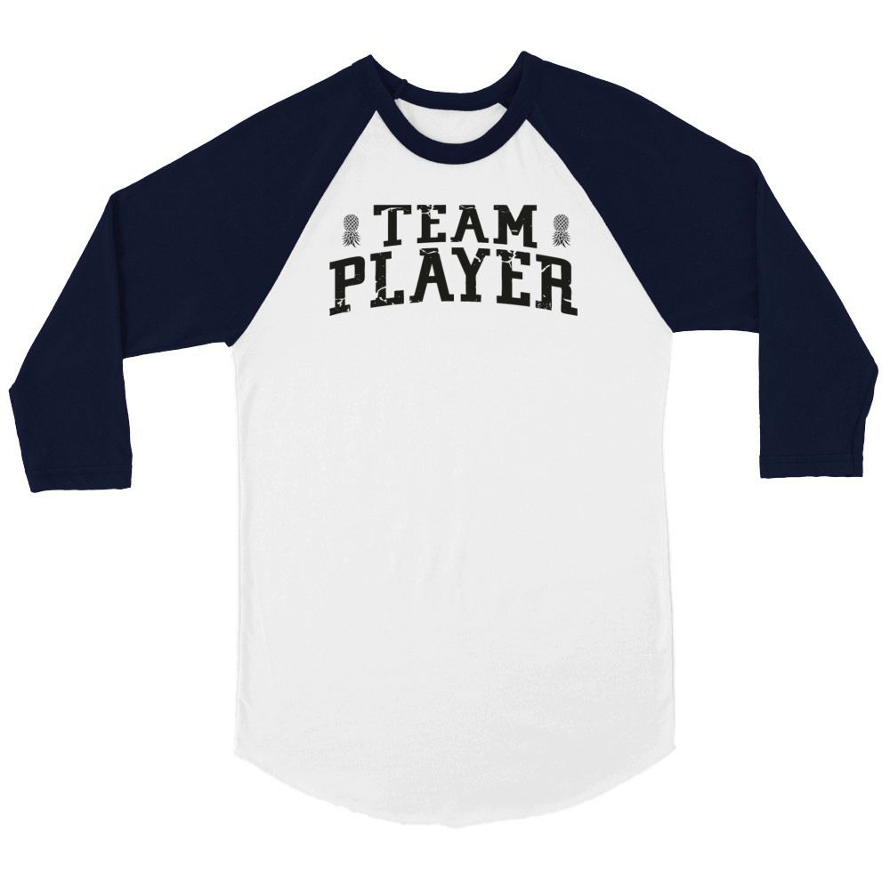 Team Player - Funny Swinger Upside Down Pineapple Unisex ¾ sleeve Raglan T-shirt
