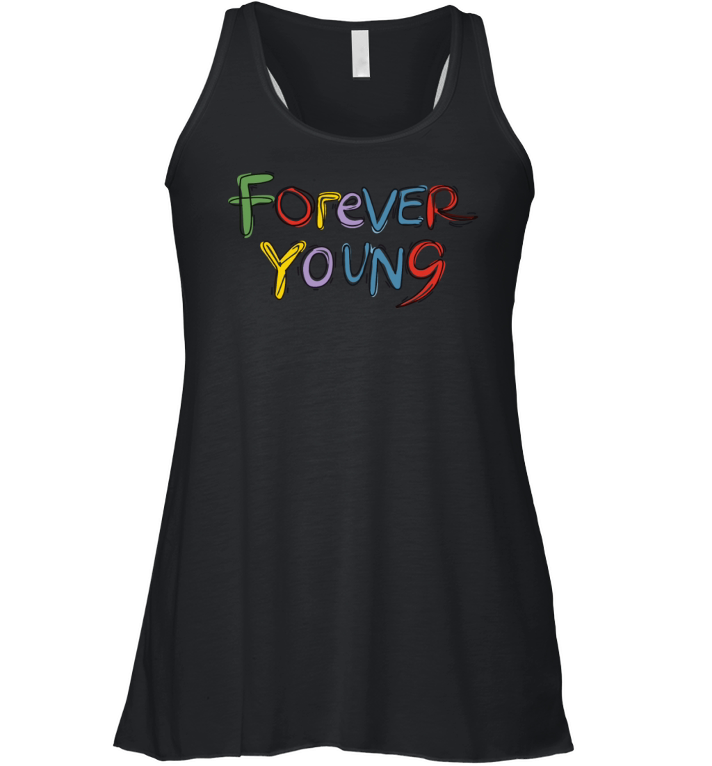FOREVER YOUNG Hand drawn calligraphy lettering Women's Flowy Tank Top