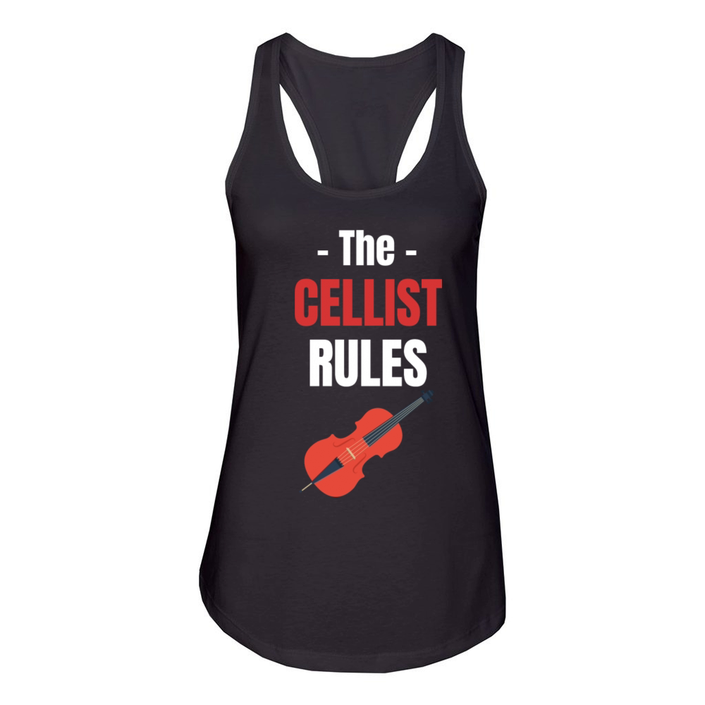 The Cellist Rules Musical Orchestra Guitarist Women's Racerback Tank