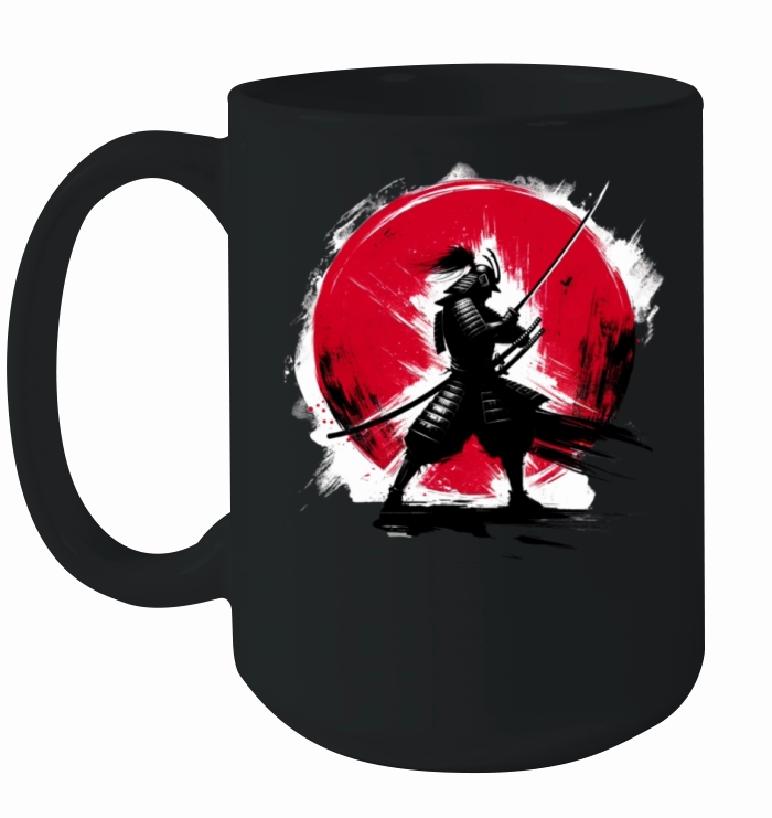 Japanese Samurai Silhouette Vintage Fighter Retro Ceramic Mug