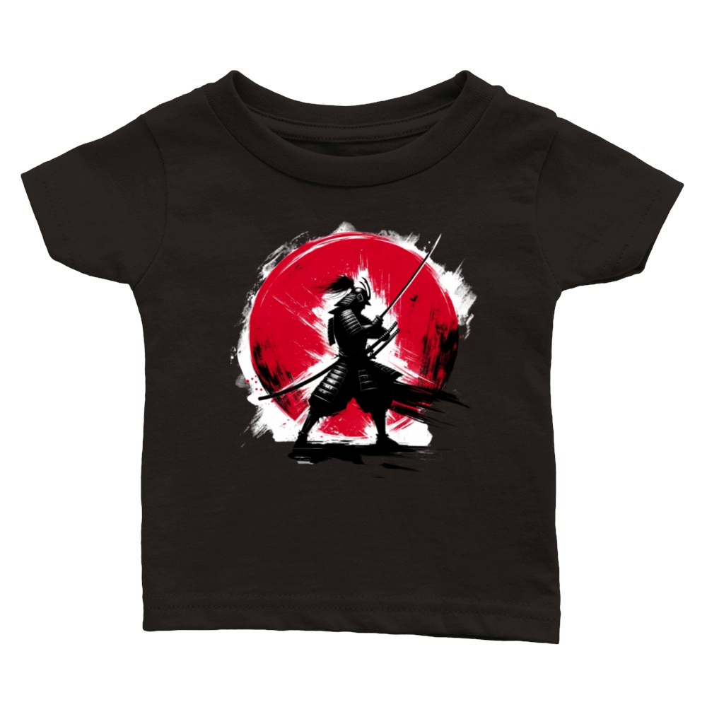 Japanese Samurai Silhouette Vintage Fighter Retro Classic Baby Crewneck T-shirt