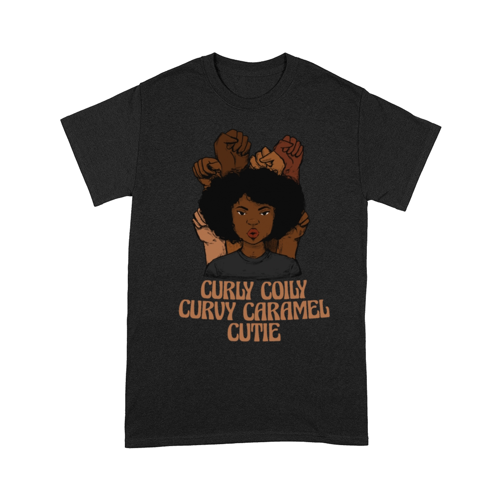 Curly Coily Curvy Caramel Cutie Afro Black Hair Comfort T-shirt