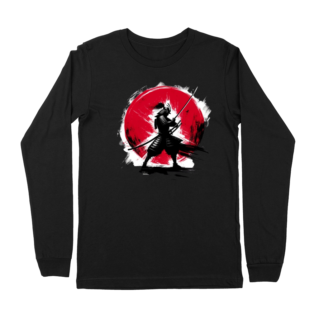 Japanese Samurai Silhouette Vintage Fighter Retro Premium Long Sleeve