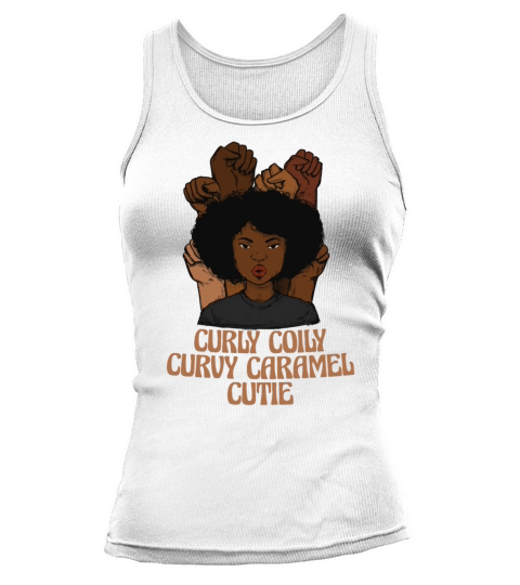 Curly Coily Curvy Caramel Cutie Afro Black Hair Tank top Woman
