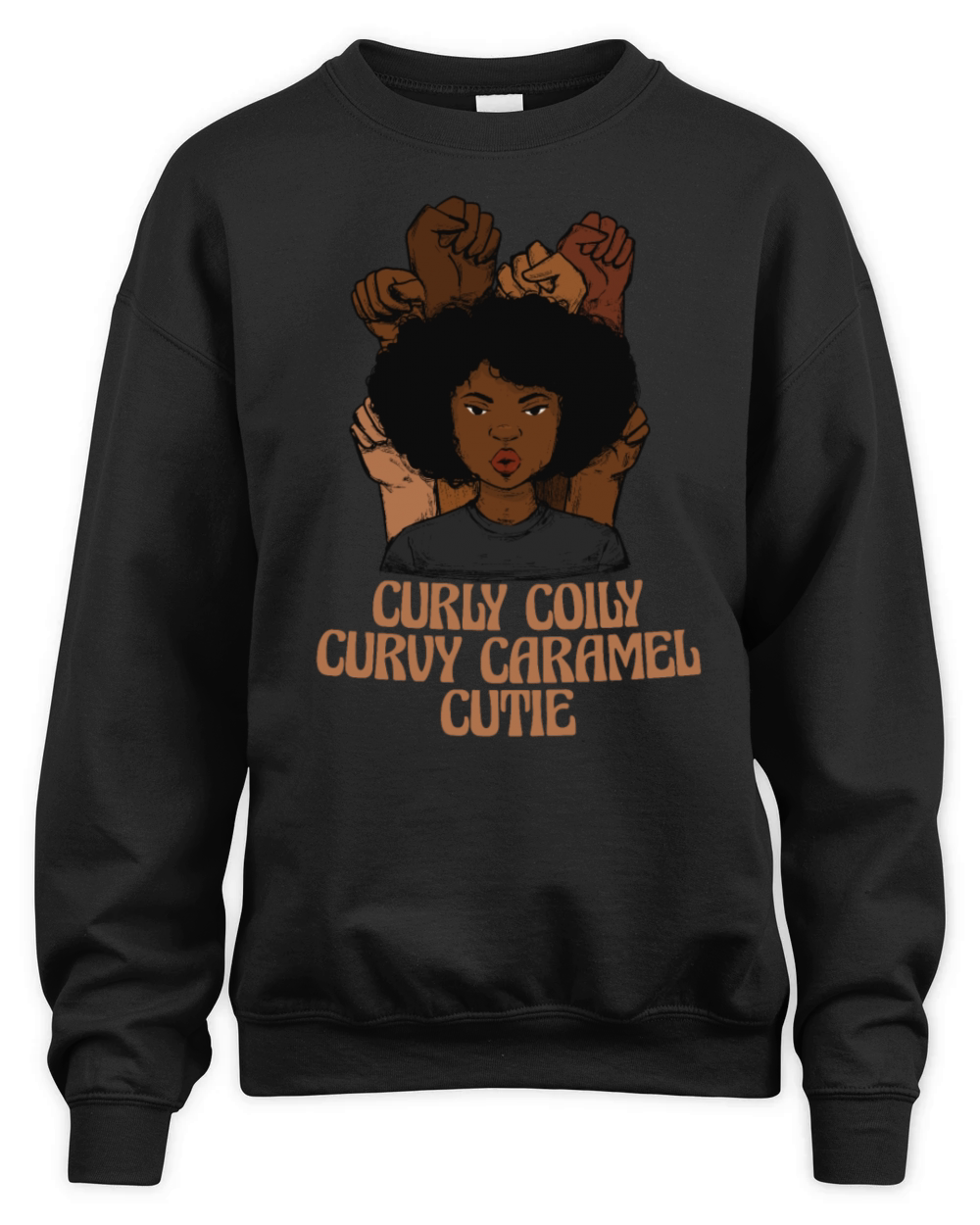 Curly Coily Curvy Caramel Cutie Afro Black Hair Unisex Premium Crewneck Sweatshirt