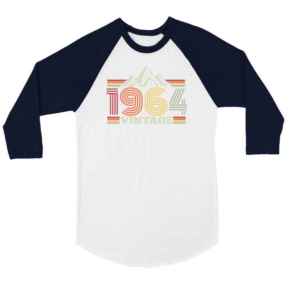 Vintage 1964 Birthday Hiking Mountains Climbing Unisex ¾ sleeve Raglan T-shirt