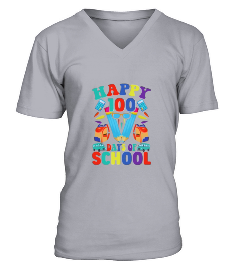 100 days of school V-Neck T-shirt