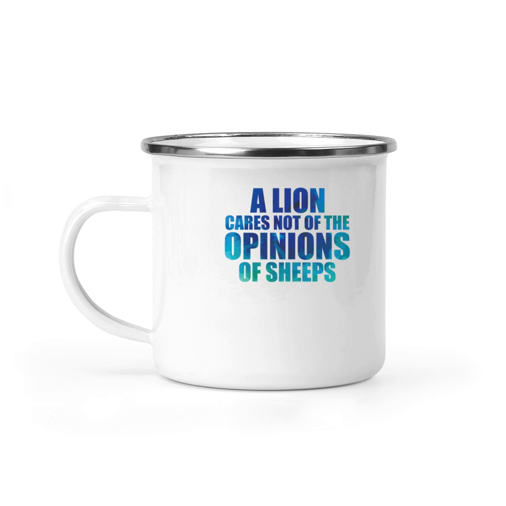 A Lion cares not of the Opinions of Sheeps Camping Mug