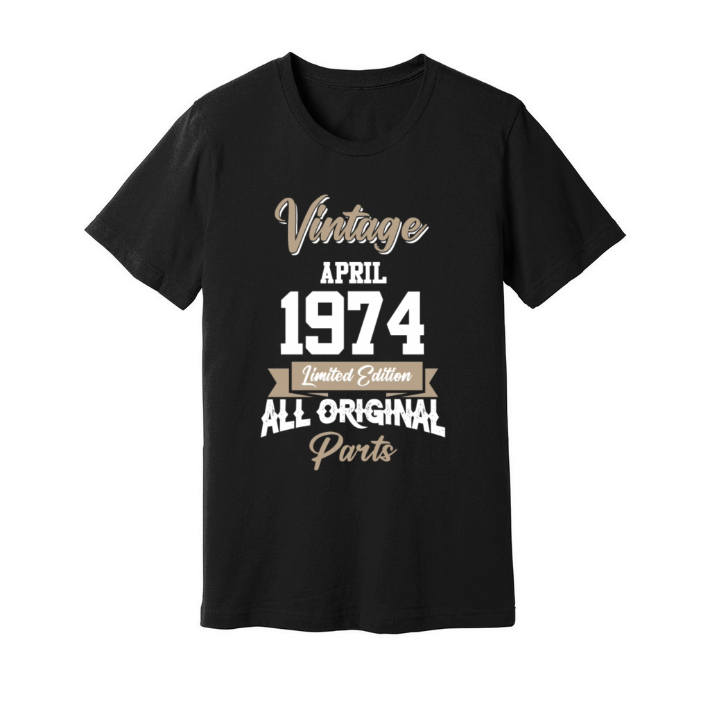 April 1974 Vintage Birthday Present Unisex Jersey Tee