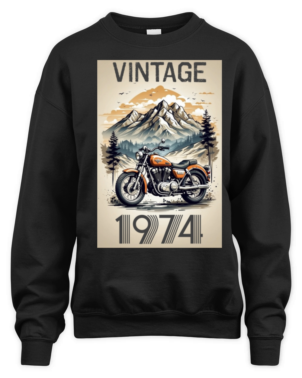 vintage 1974 hiking classic motorcycle racing Unisex Premium Crewneck Sweatshirt