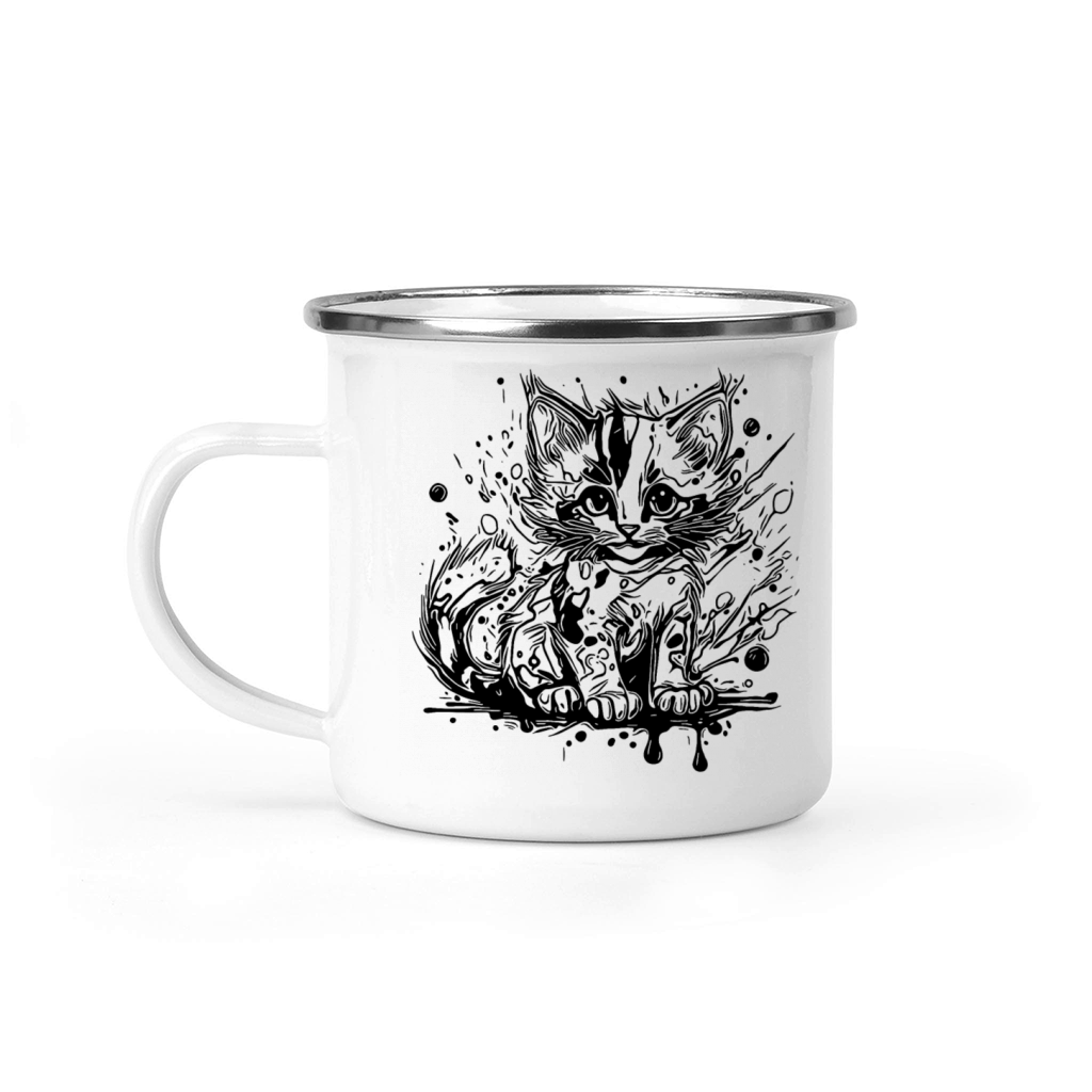 Cute Little House Cat In Graffiti Style Camping Mug