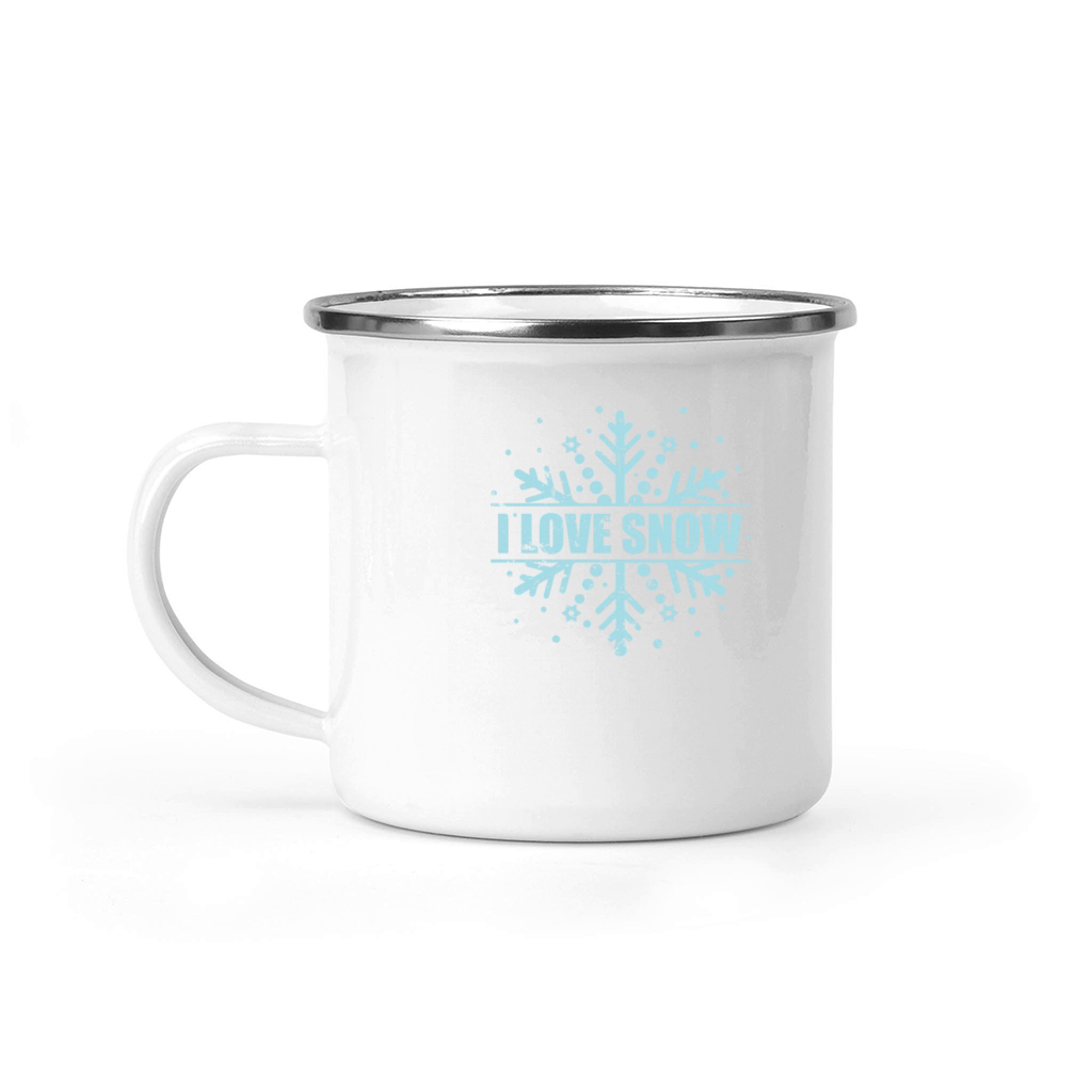 I Love Snow Winter Season toboggan Camping Mug