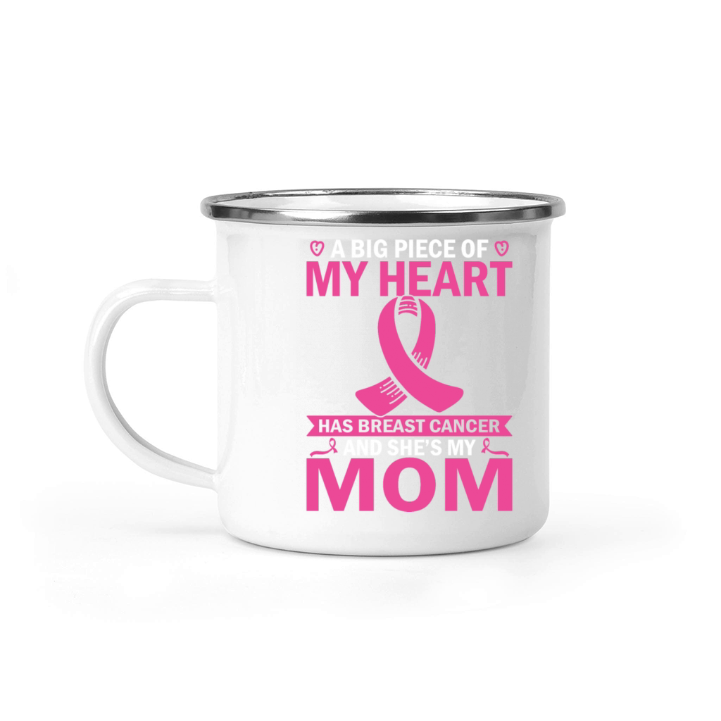 Pink Ribbon Mom Breast Cancer Warrior Camping Mug