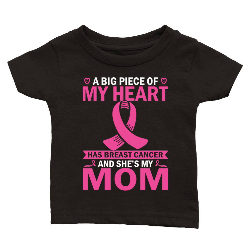 Pink Ribbon Mom Breast Cancer Warrior Classic Baby Crewneck T-shirt