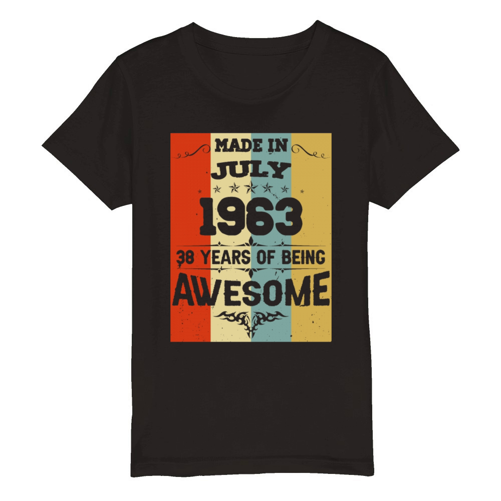 July 1963 Vintage Birthday Present Organic Kids Crewneck T-shirt