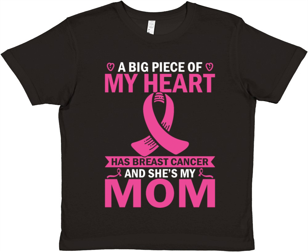 Pink Ribbon Mom Breast Cancer Warrior Premium Kids Crewneck T-shirt