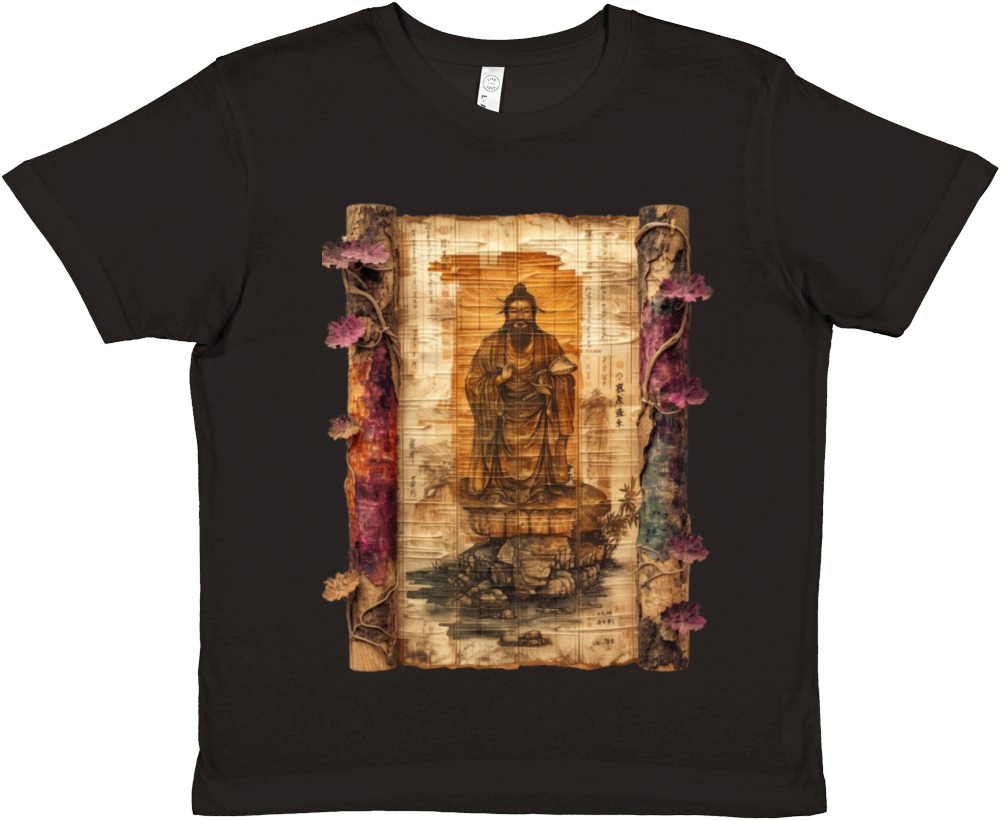Vintage Papyrus Scroll Japanese God Silhouette Premium Kids Crewneck T-shirt