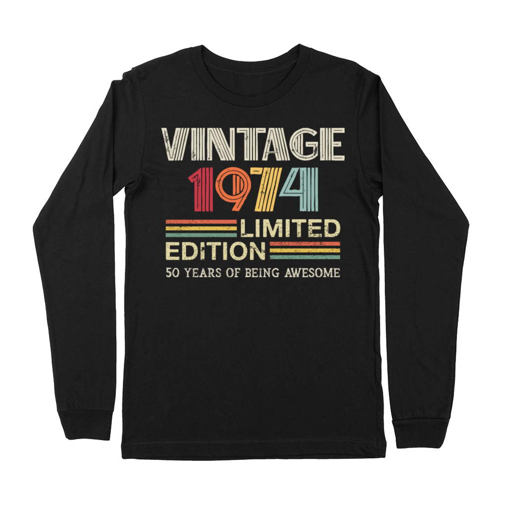Vintage 1974 Birthday T-Shirt Retro 50th Birthday Premium Long Sleeve