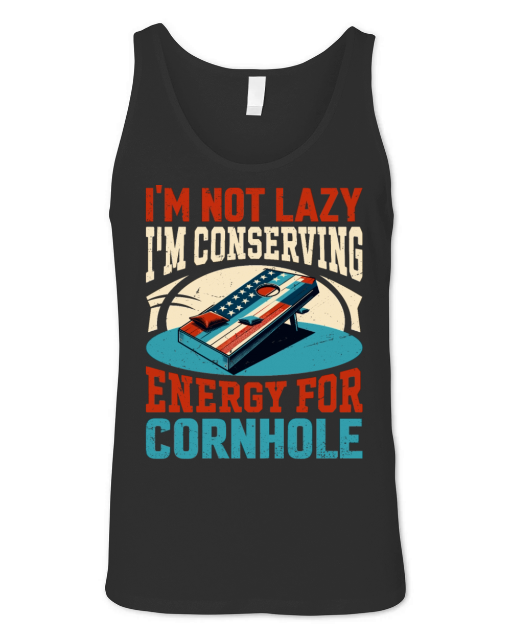 Retro Cornhole - Bean Bag Toss Saying - Not Lazy Unisex Jersey Tank