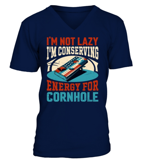 Retro Cornhole - Bean Bag Toss Saying - Not Lazy V-Neck T-shirt