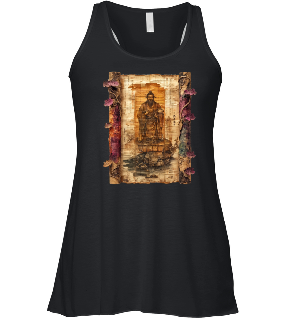 Vintage Papyrus Scroll Japanese God Silhouette Women's Flowy Tank Top