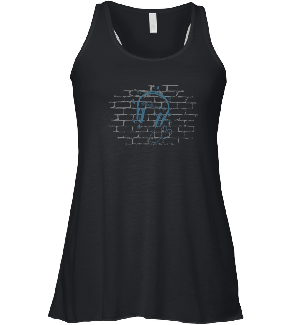 Wall with Headphones Street Art Graffiti Women's Flowy Tank Top