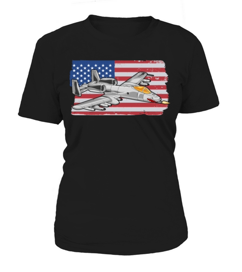 A-10 Warthog Military Airplane American Flag A10 Women's T-Shirt