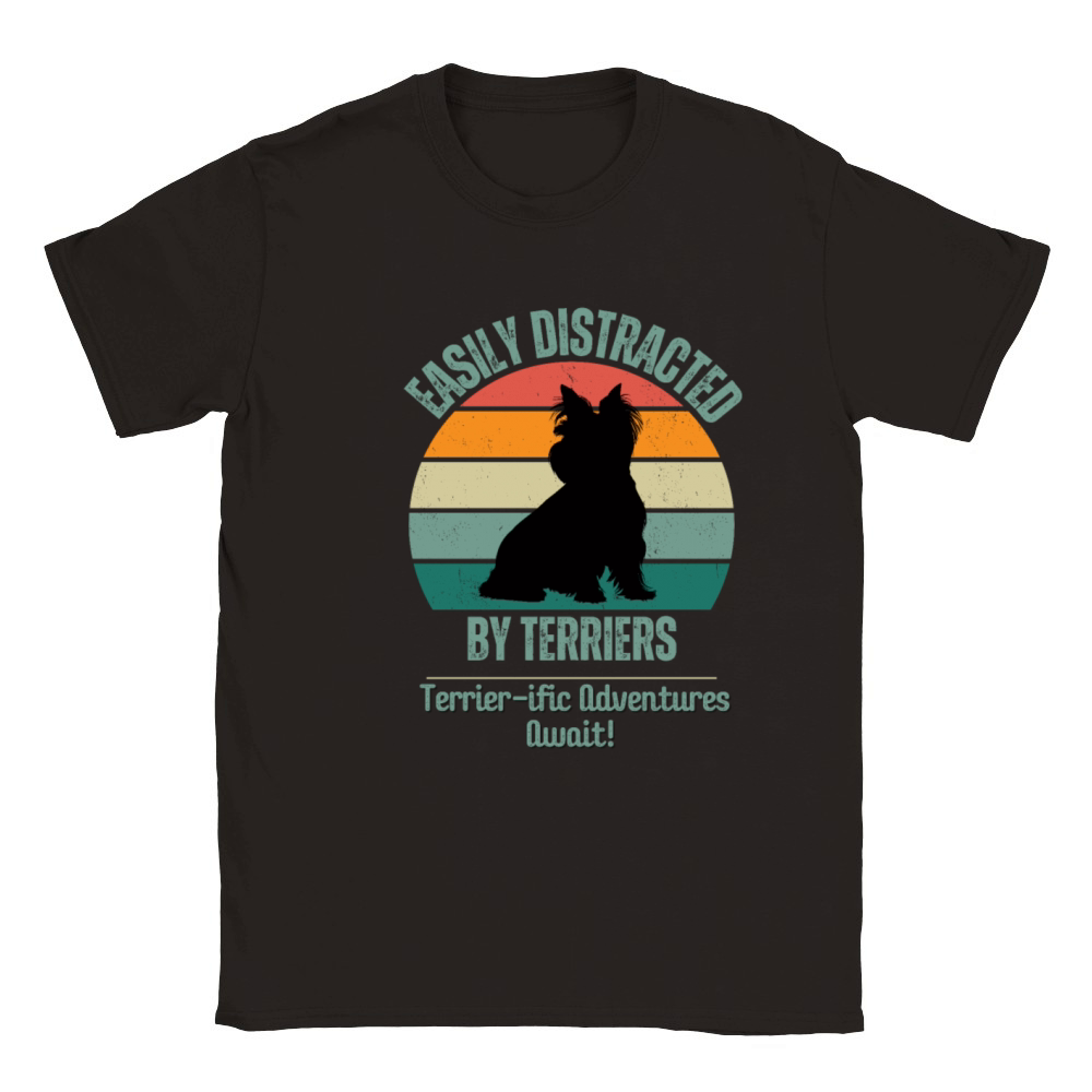 Funny Dog Lover Gift Easily Distracted By Terriers Classic Kids Crewneck T-shirt