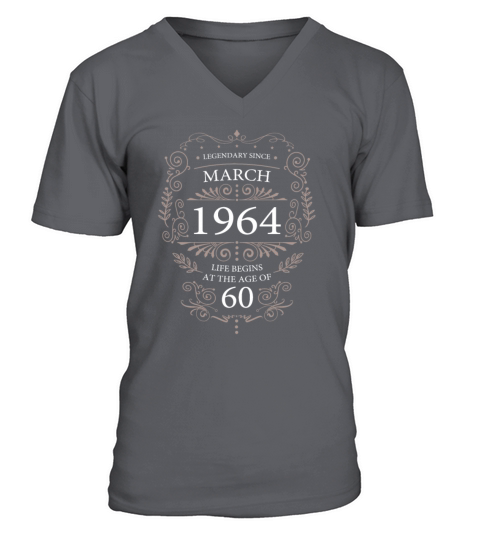 60th Birthday March 1964 Vintage V-Neck T-shirt