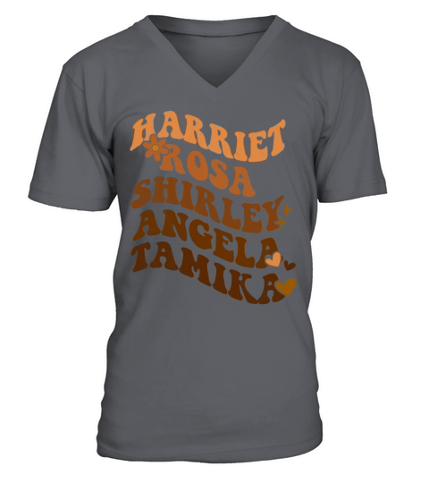 Retro Groovy Melanin Harriet Rosa Shirley Angela V-Neck T-shirt