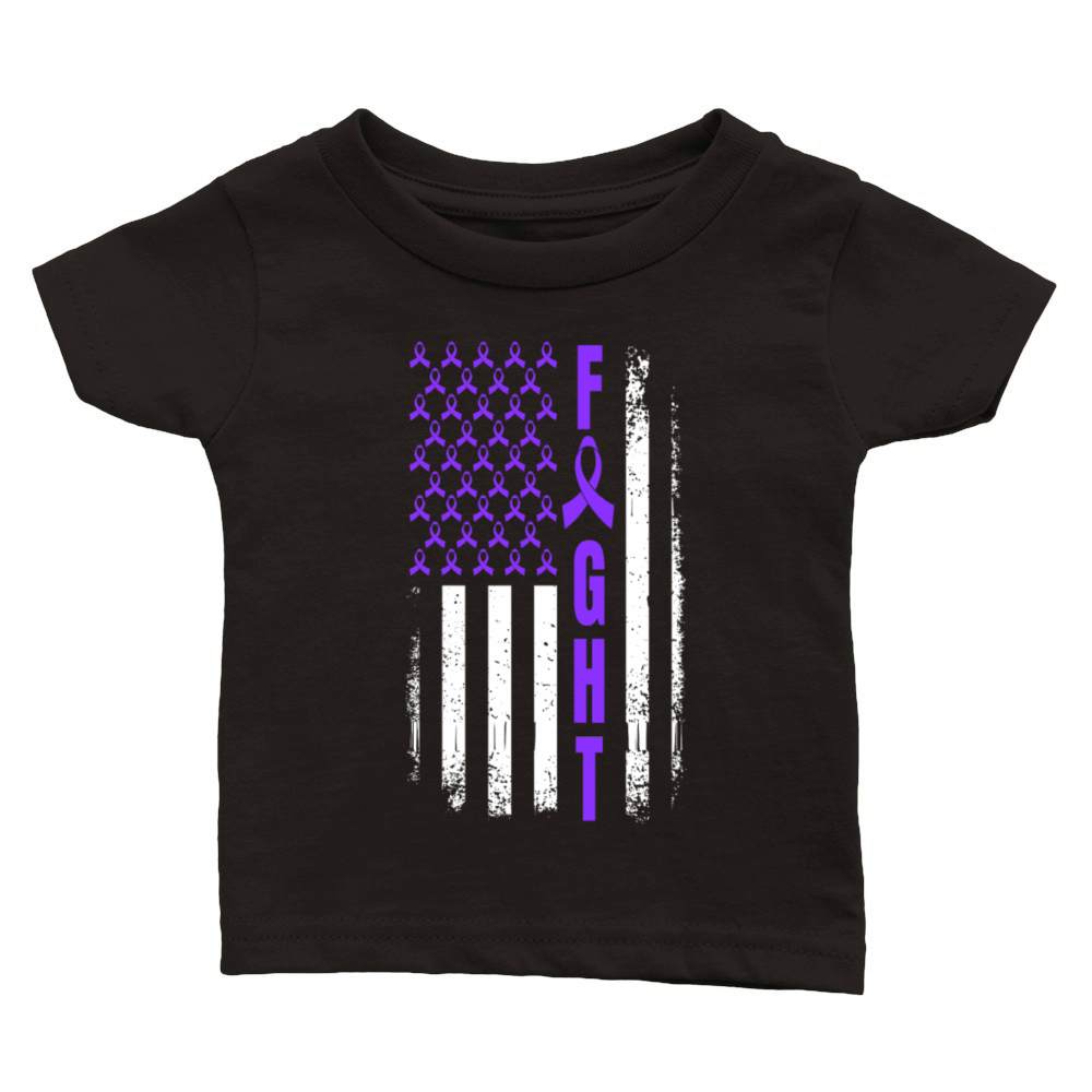 Fight Overdose Awareness USA Flag Purple Ribbon Classic Baby Crewneck T-shirt
