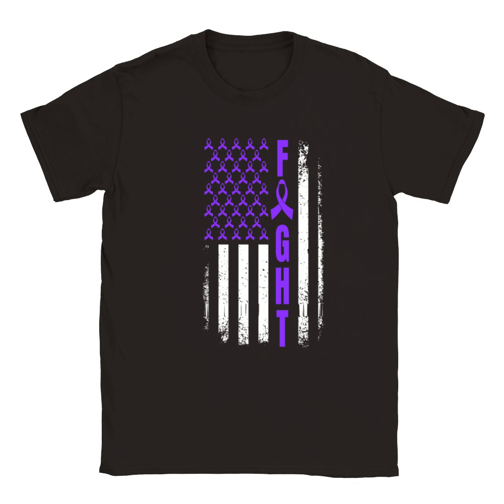 Fight Overdose Awareness USA Flag Purple Ribbon Classic Kids Crewneck T-shirt