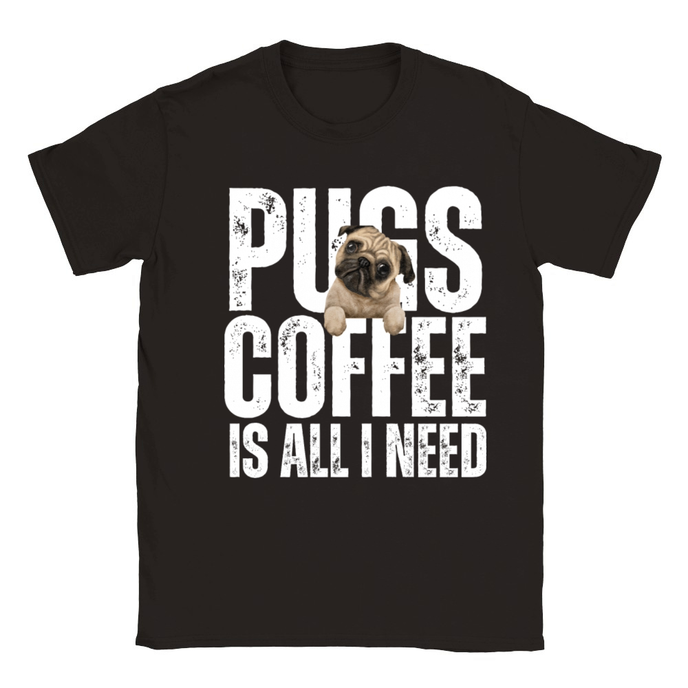 Pugs and Coffee Vintage Pug Dog Lover Classic Kids Crewneck T-shirt
